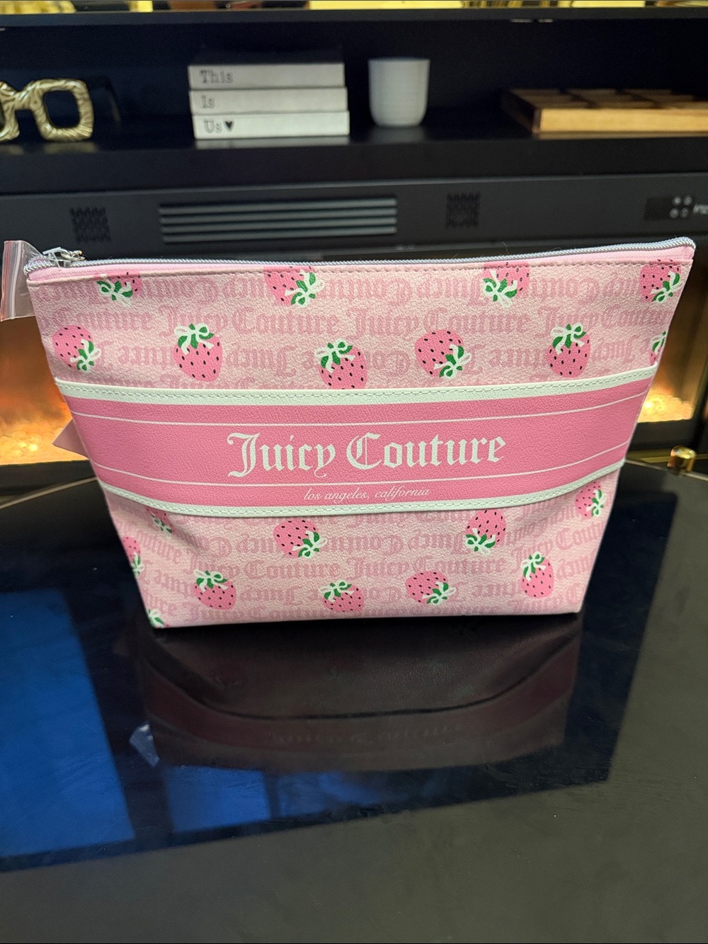 Juicy Couture Pink Strawberry Print Cosmetic Bag